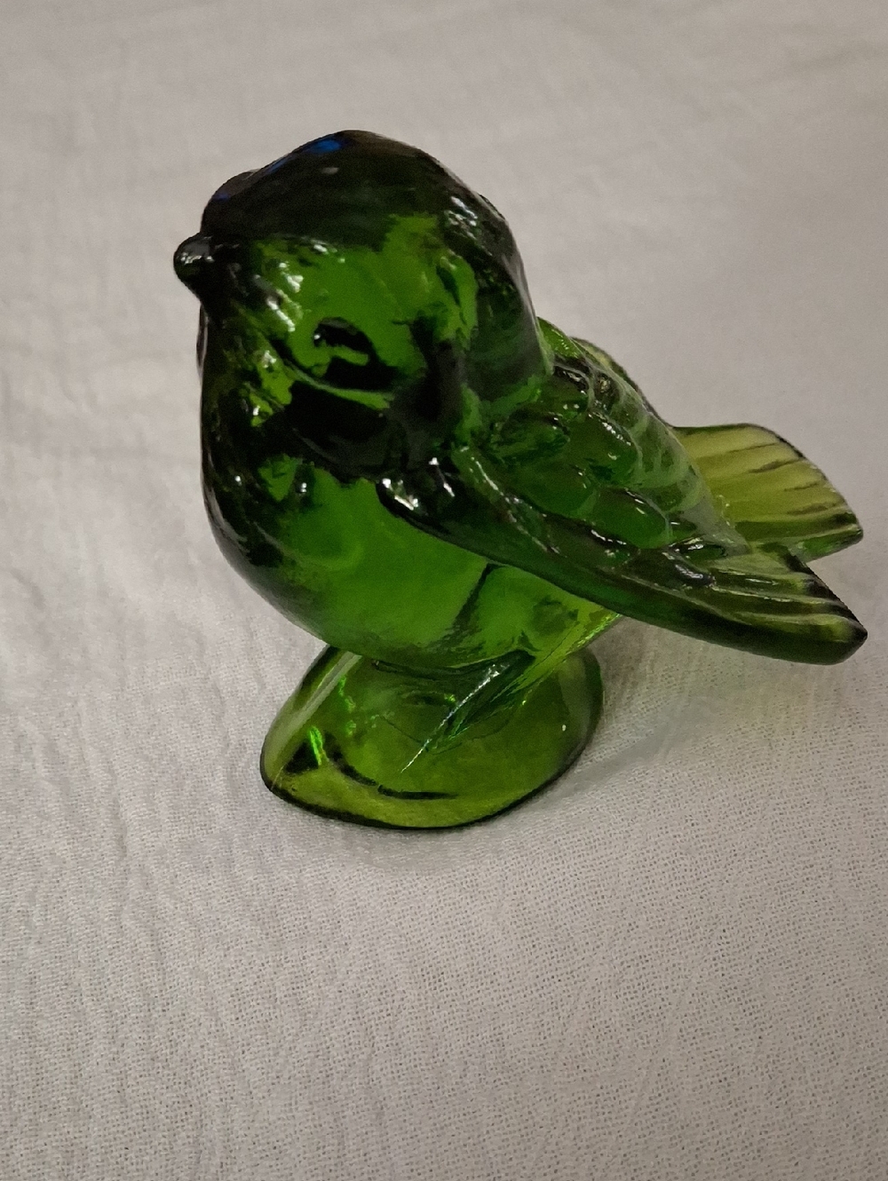 Green Glass Bird Figurine Decorative, Not Signed